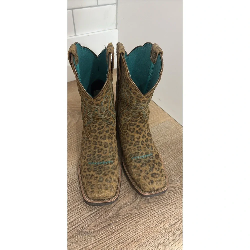 Ariat Primetime Girls Leopard Print Western Boots Toddler Size 1 Style 10044422
